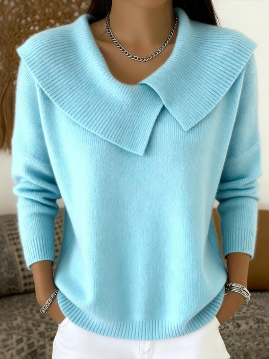 Alena™ – Elegantní pletený top s výrazným límcem
