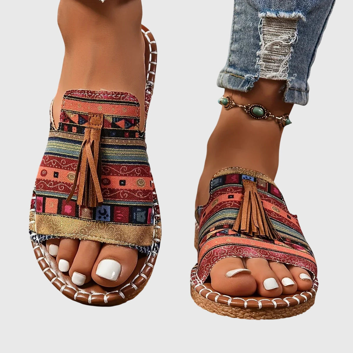 Giuliana™ – Boho nazouvací sandály se střapcem