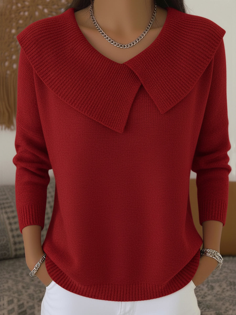 Alena™ – Elegantní pletený top s výrazným límcem
