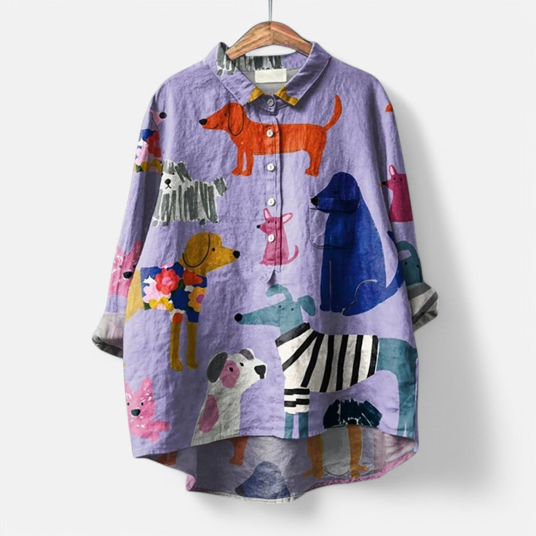 Maira - Oversized blůza s potiskem psů pro ženy