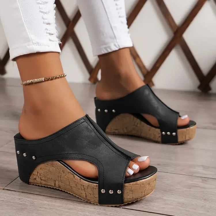 Avery™ – Platformové sandály na klínu otevřená špička