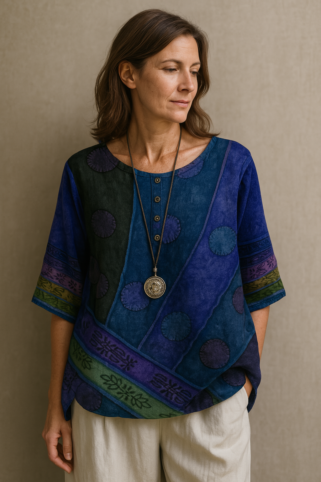 Myla - Retro Bohemien Tisk Blůza