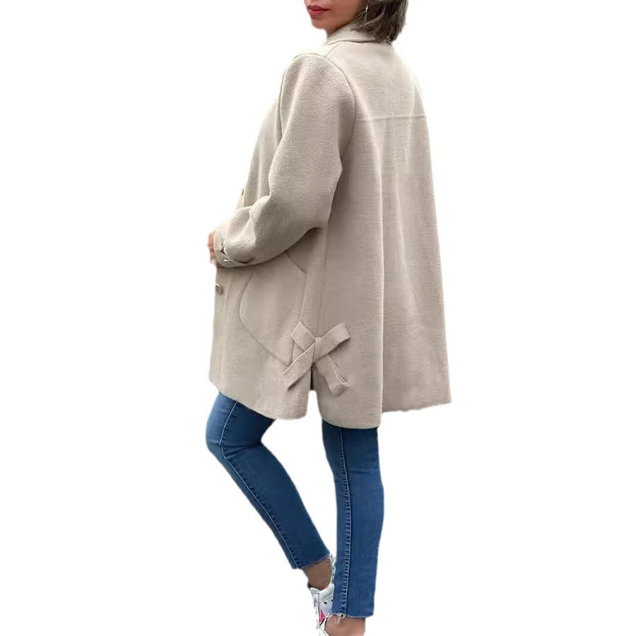 Moana | Klasický oversized kabát s detaily ve formě mašlí