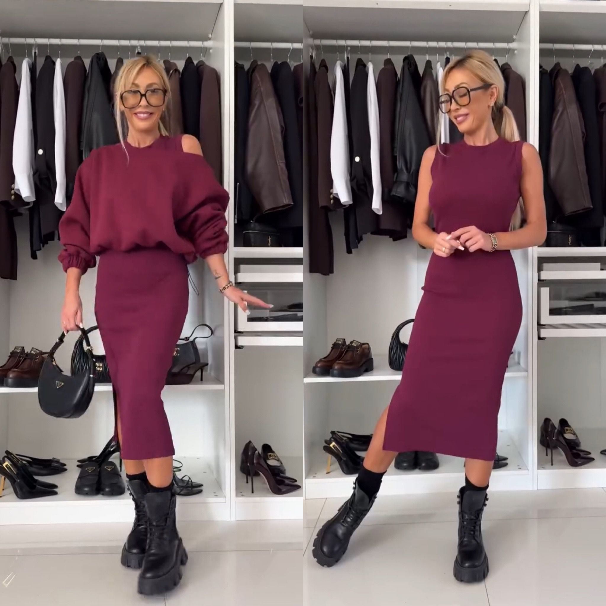 Leah Luxe | Sada s topem s odhalenými rameny a midi sukní