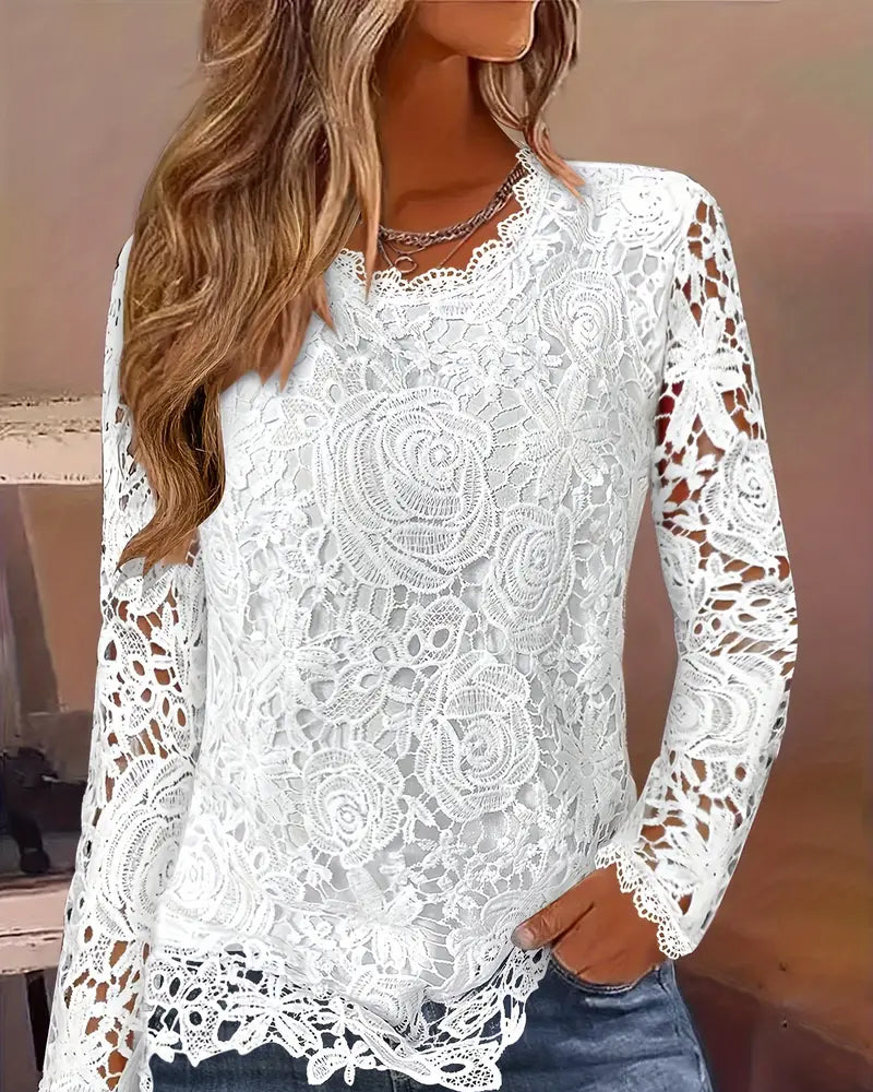 Zlata™ – Elegantní krajkový top s květinovým vzorem