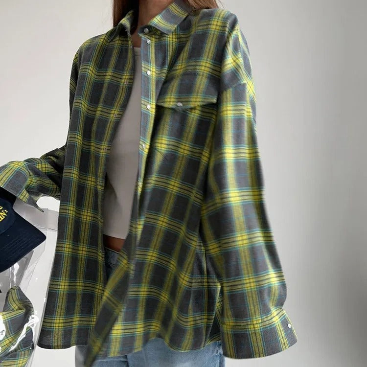 Kaia | Vintage oversized košile s dlouhým rukávem a límečkem pro ženy