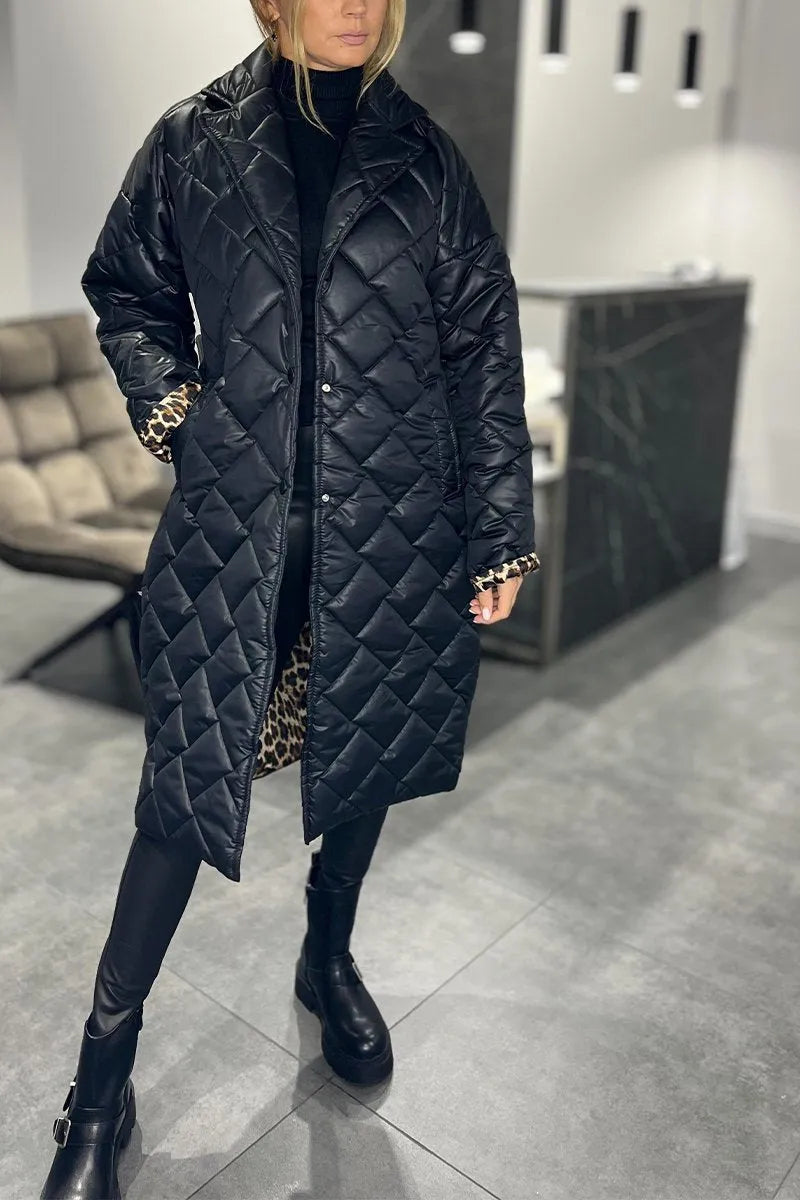 Ofira – Oboustranný prošívaný kabát s leopardím vzorem