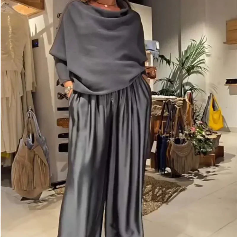 Mahulena™ - Dámský set s volným topem a širokými kalhotami