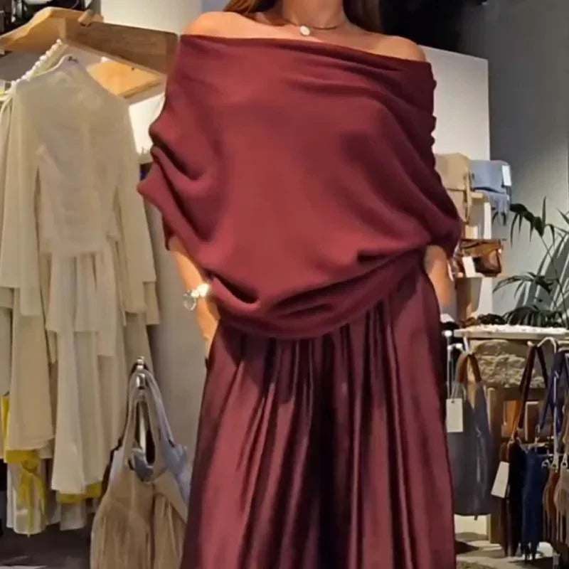 Mahulena™ - Dámský set s volným topem a širokými kalhotami