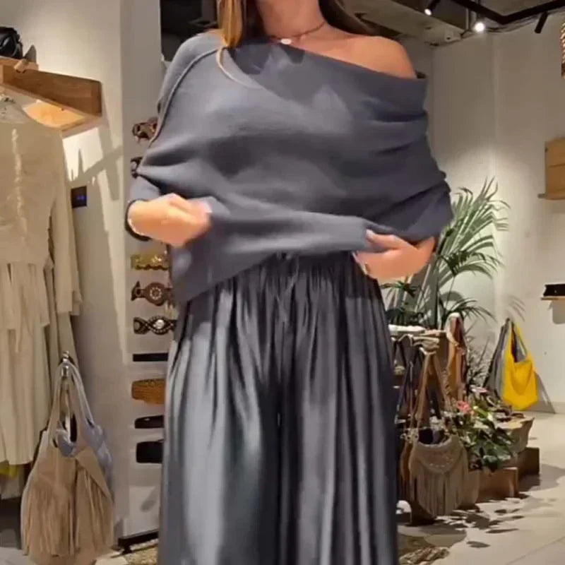 Mahulena™ - Dámský set s volným topem a širokými kalhotami