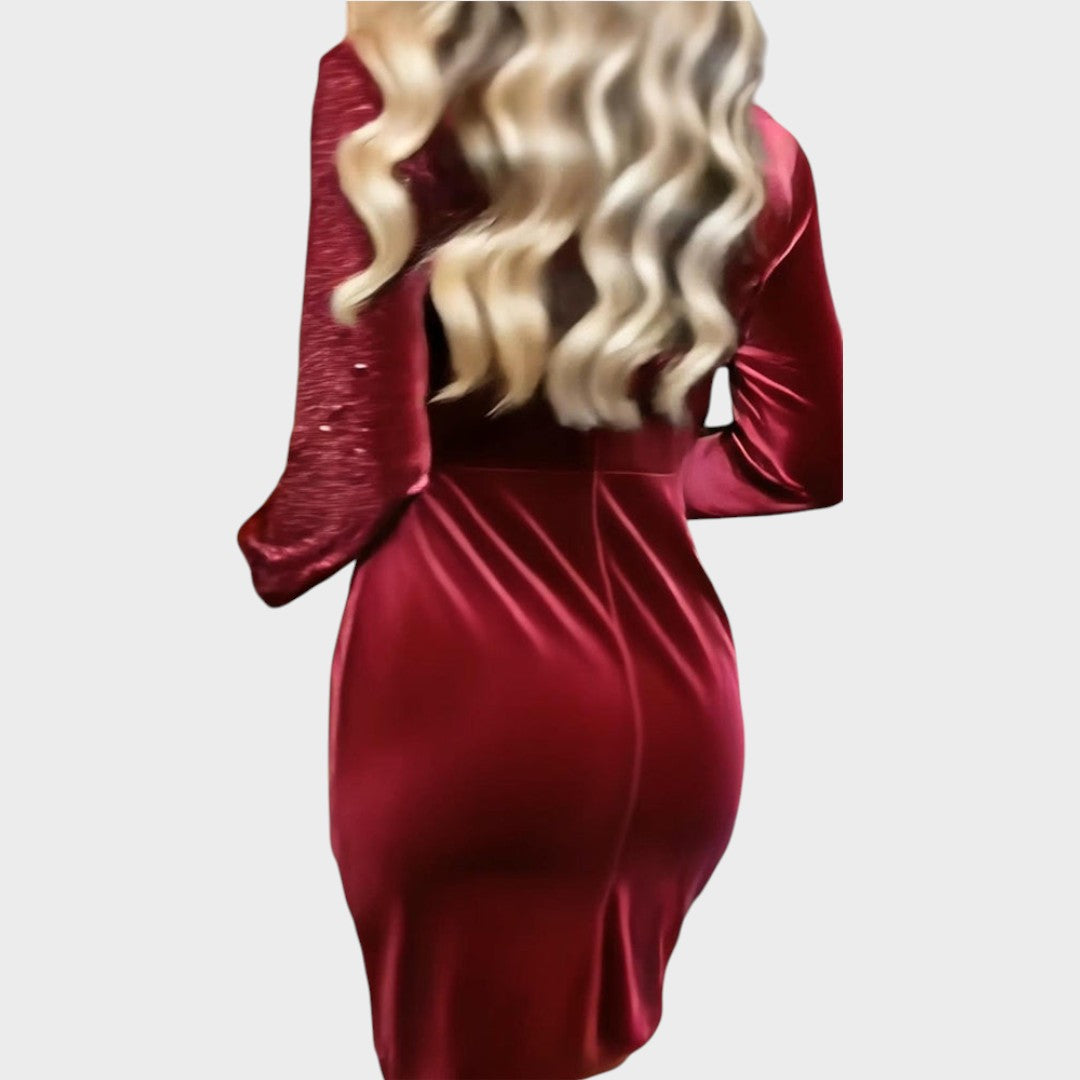 Zina™ – Elegantní sametové šaty s lichotivým řasením