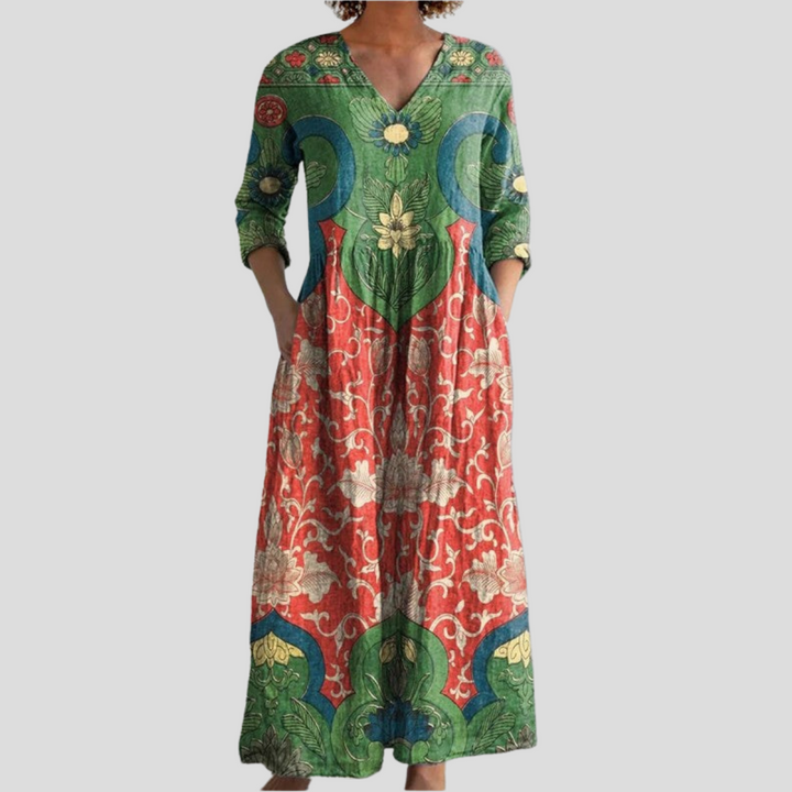Stephanie - Boho Maxi Šaty pro Ženy Barevné