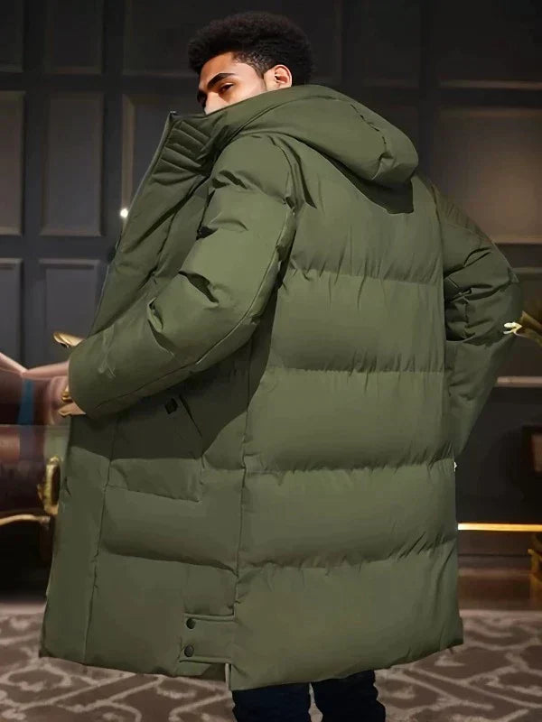 Owen - Dlouhá Zimní Bunda S Kapucí Prošívaný Design