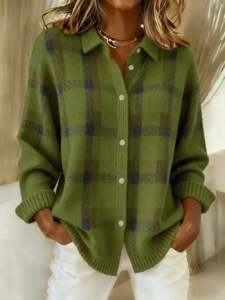 Monika™ – Měkký cardigan s výrazným kostkovaným vzorem