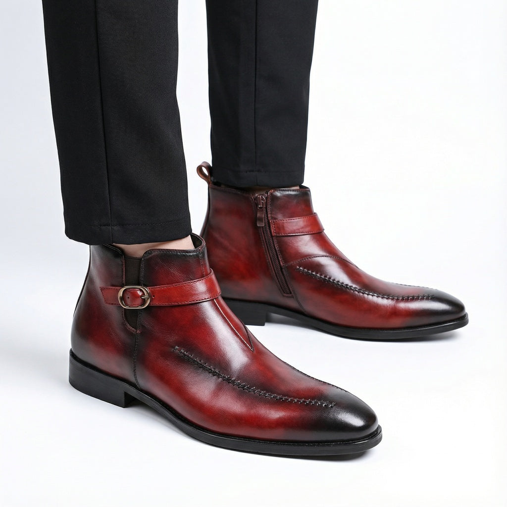 Grayson - Kotníkové Boty Přezka Boční Zip Klasický Design