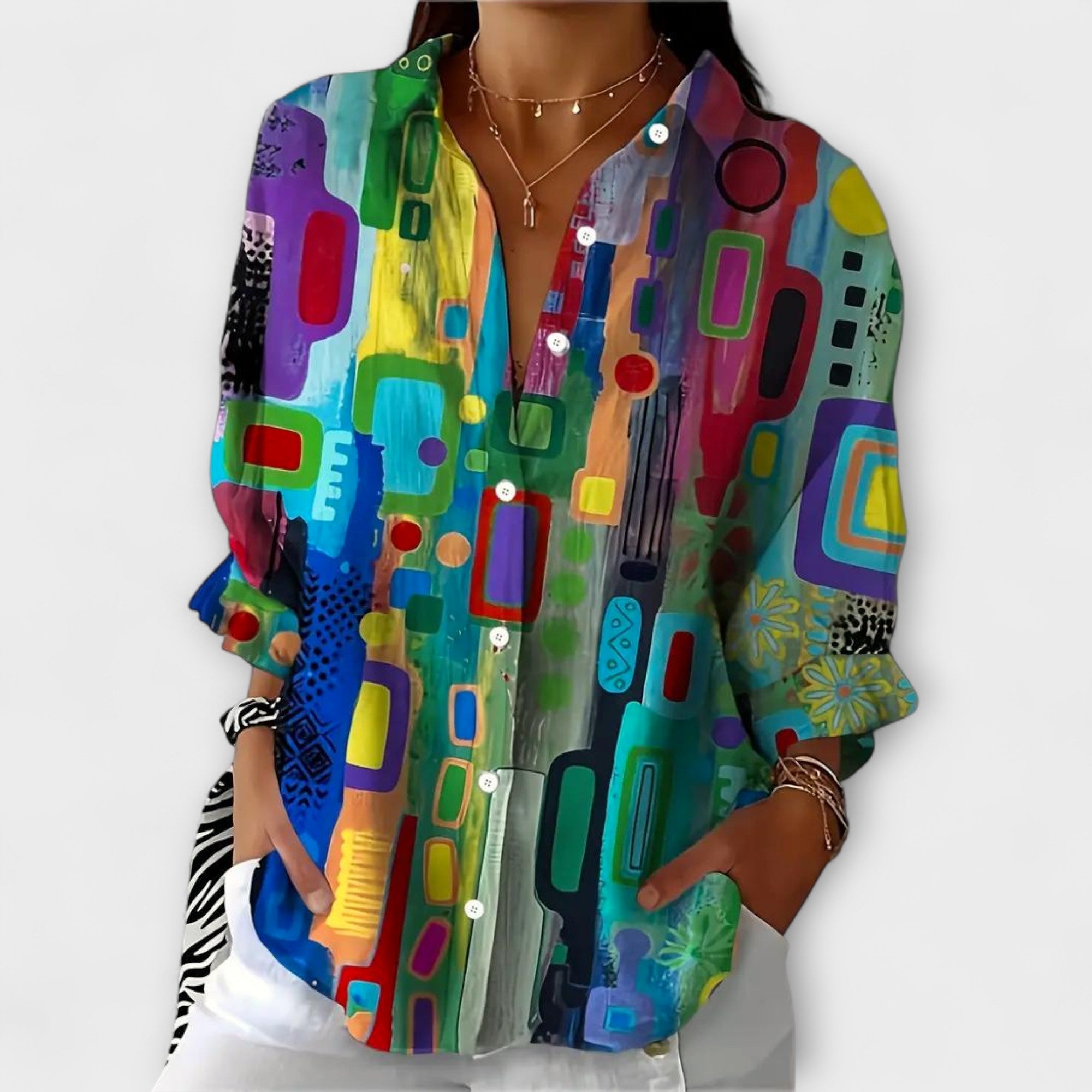 Aristea - Dámská blůza s barevným grafickým potiskem