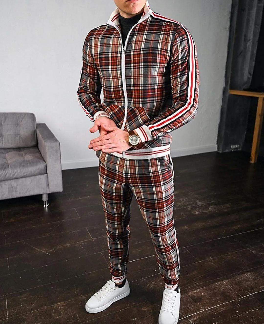 Brandon - Sportovní Set Kostkovaná Mikina Kalhoty