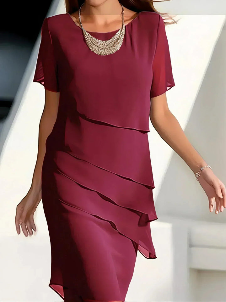 Nikki - Chiffon Midi Šaty pro Dámy Elegantní