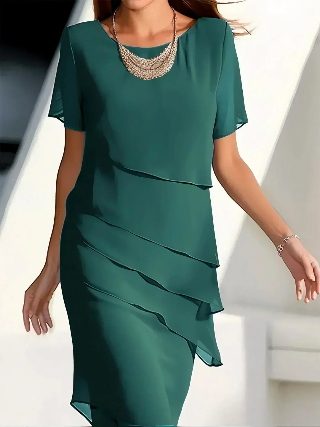 Nikki - Chiffon Midi Šaty pro Dámy Elegantní