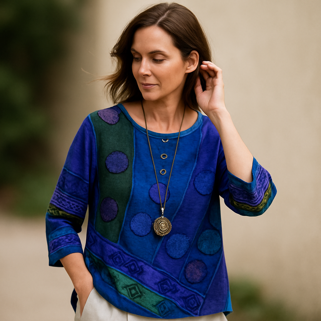 Myla - Retro Bohemien Tisk Blůza