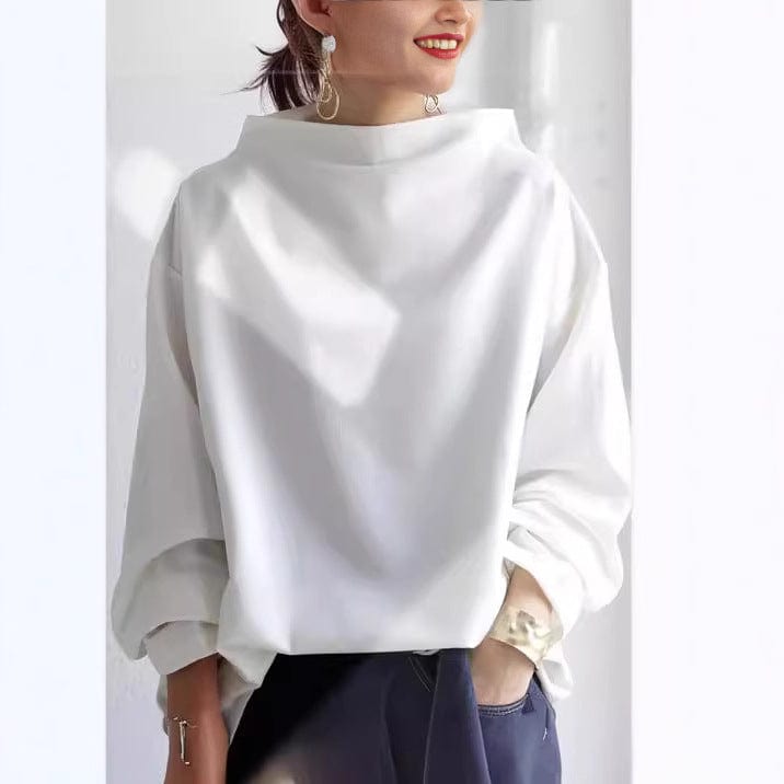 Izabela™ – Halenka s vysokým límcem a volným střihem