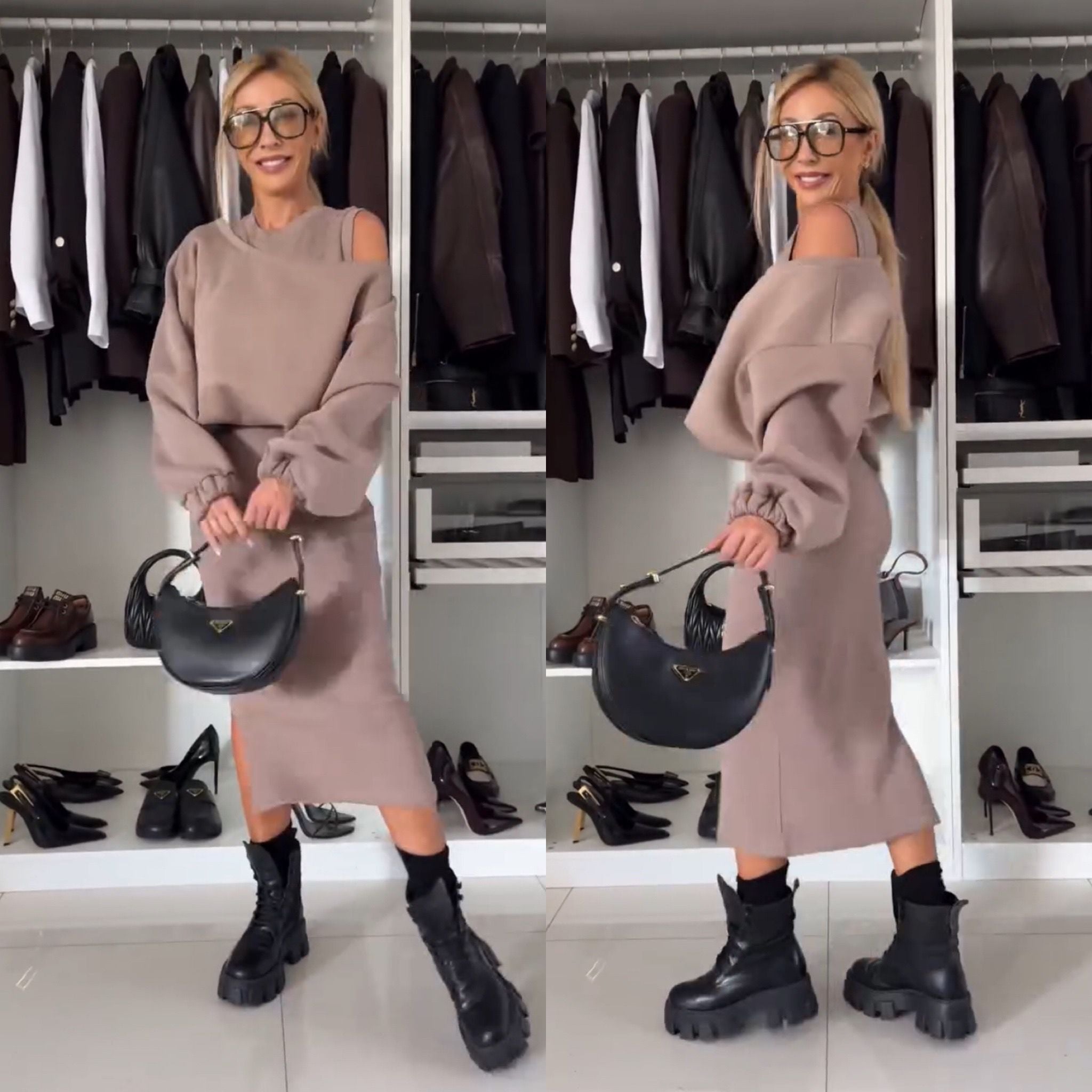 Leah Luxe | Sada s topem s odhalenými rameny a midi sukní