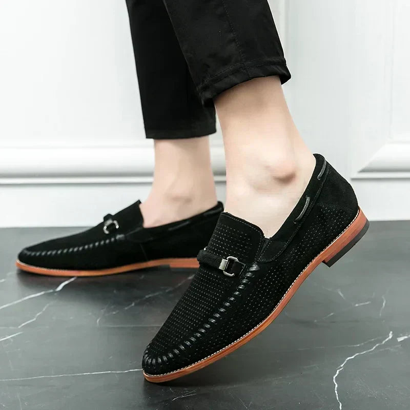 Dorian - Mokasíny Slip-On Perforovaný Design Kovová Přezka