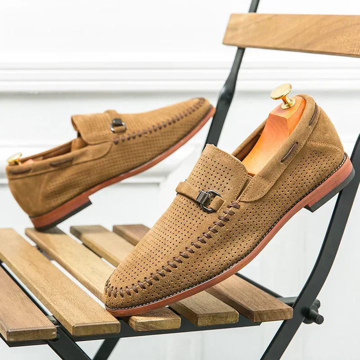 Dorian - Mokasíny Slip-On Perforovaný Design Kovová Přezka