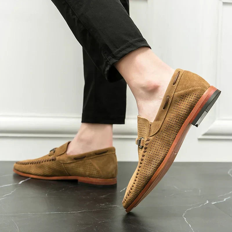 Dorian - Mokasíny Slip-On Perforovaný Design Kovová Přezka
