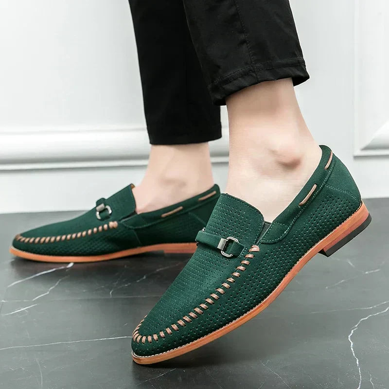 Dorian - Mokasíny Slip-On Perforovaný Design Kovová Přezka