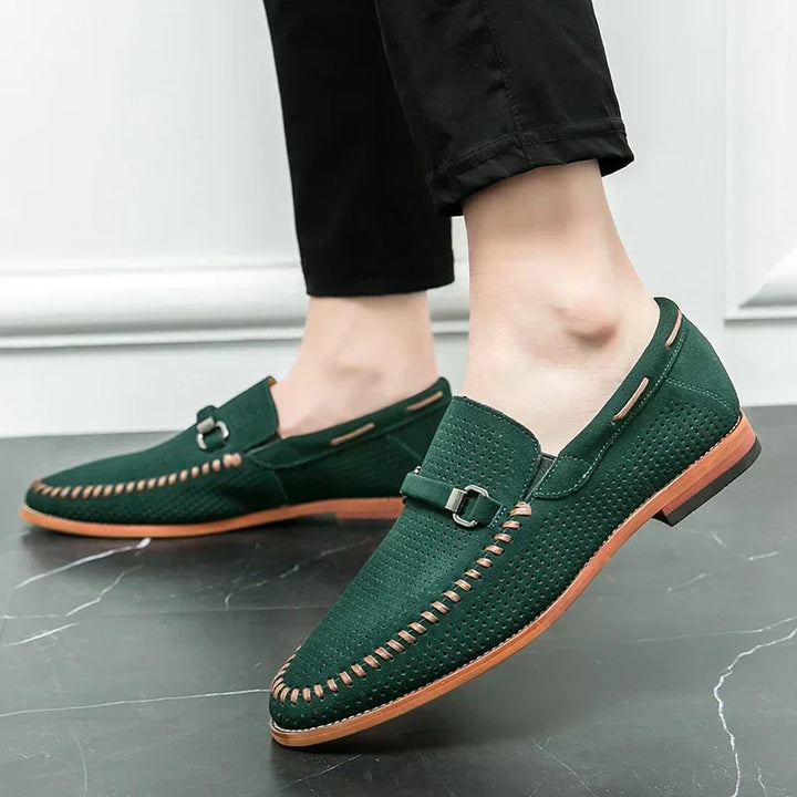 Dorian - Mokasíny Slip-On Perforovaný Design Kovová Přezka