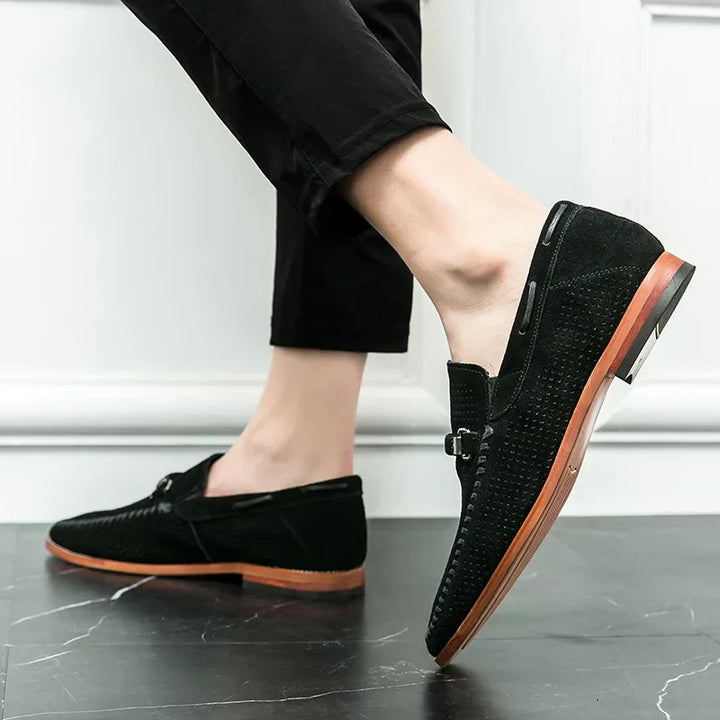 Dorian - Mokasíny Slip-On Perforovaný Design Kovová Přezka