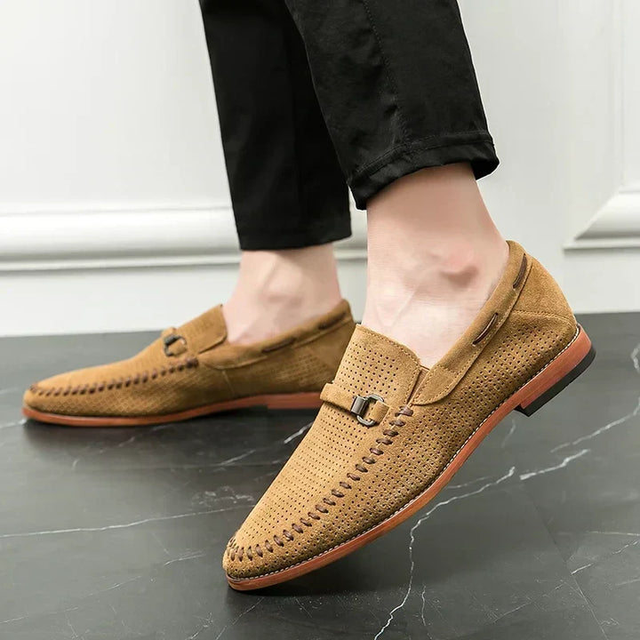 Dorian - Mokasíny Slip-On Perforovaný Design Kovová Přezka