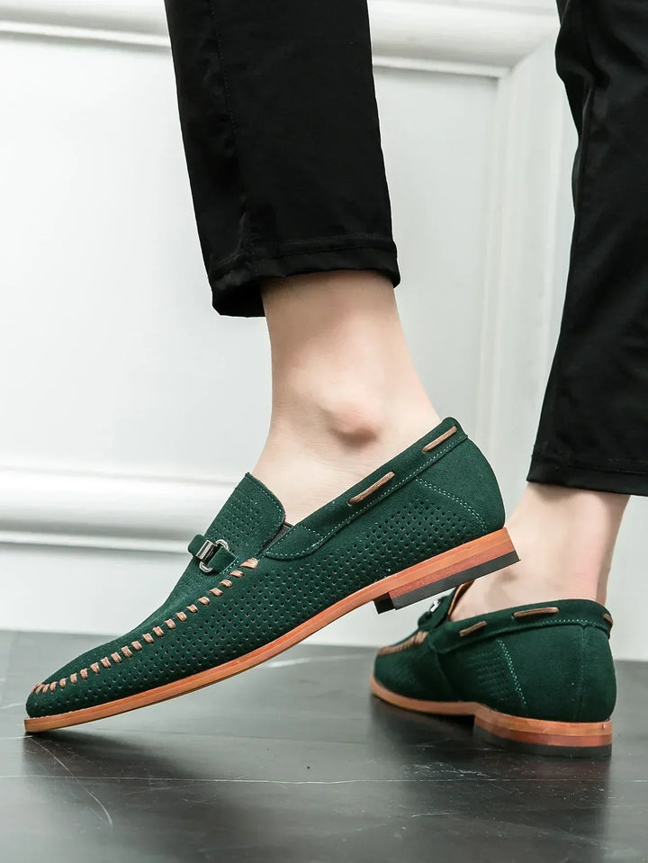 Dorian - Mokasíny Slip-On Perforovaný Design Kovová Přezka