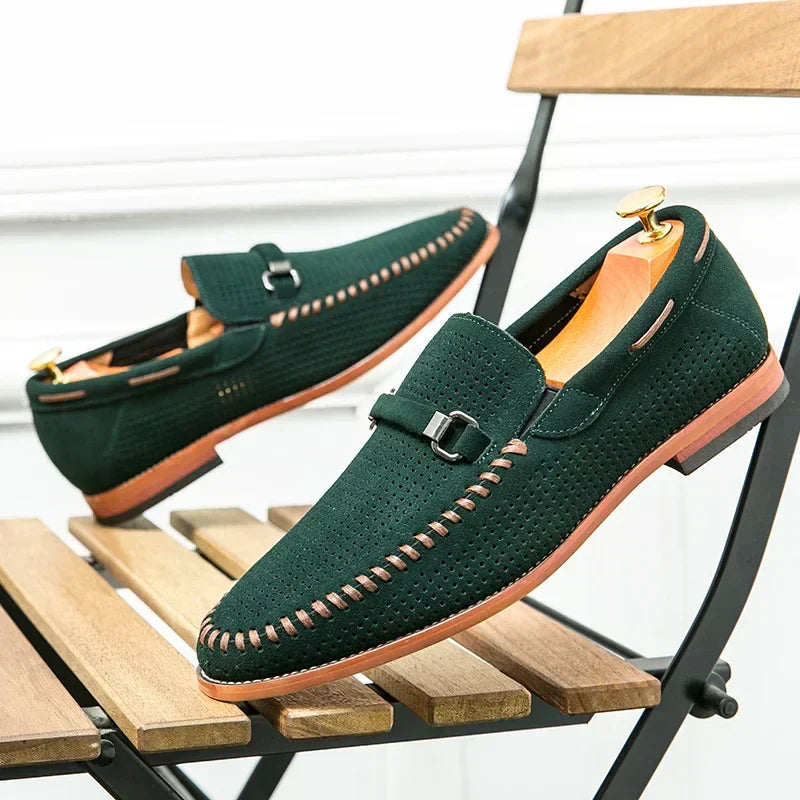 Dorian - Mokasíny Slip-On Perforovaný Design Kovová Přezka