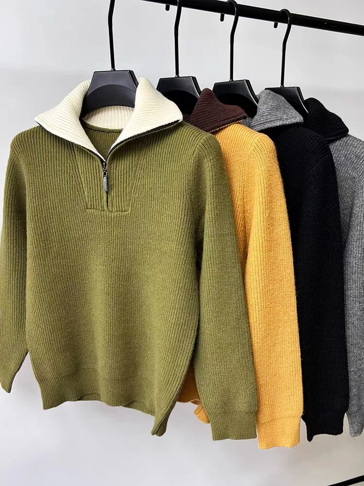 Harrison - Svetr Dlouhý Rukáv Poloviční Zip Vysoký Límec
