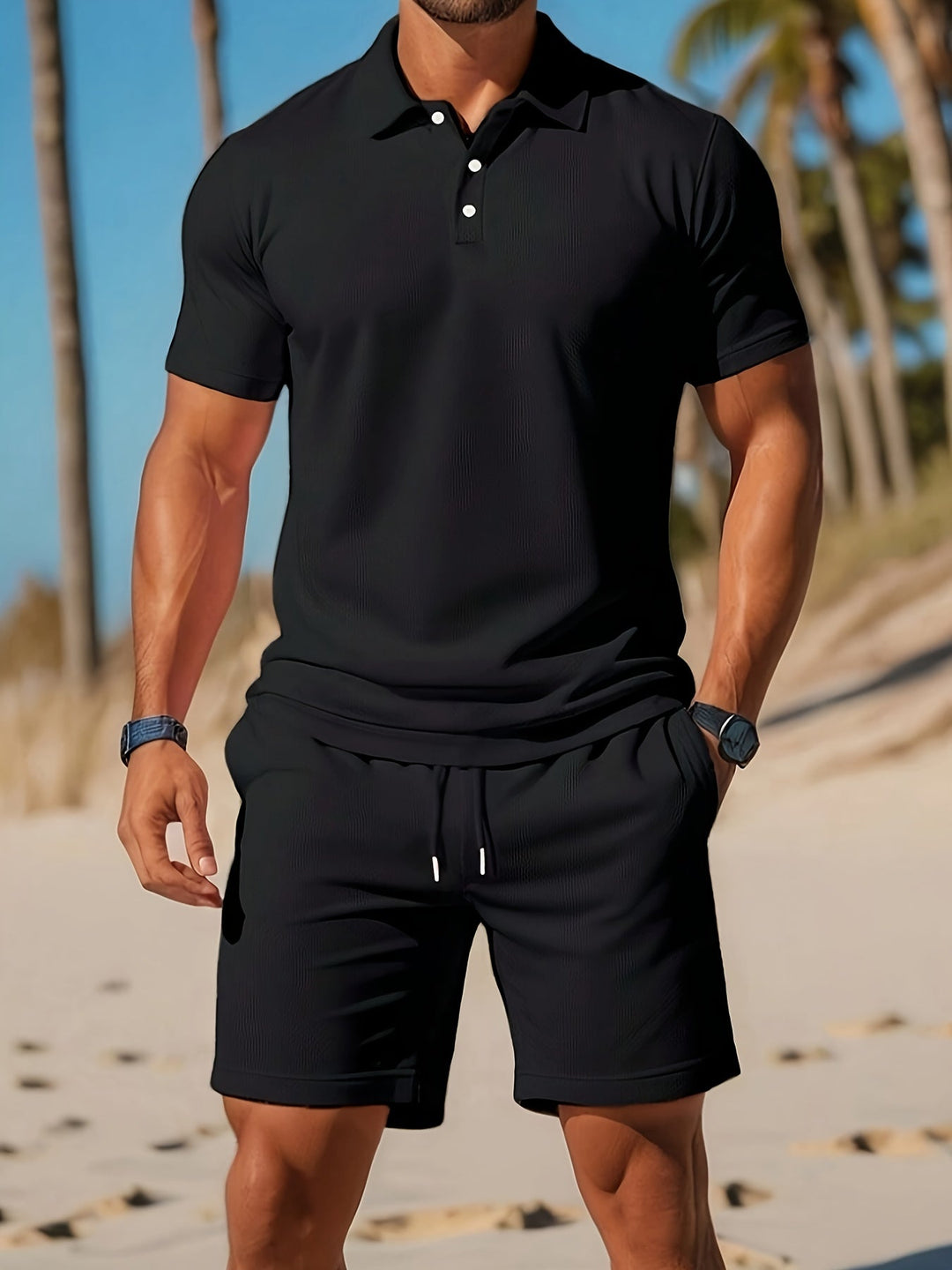 Derek - Letní Set Polo Tričko Šortky Krátký Rukáv
