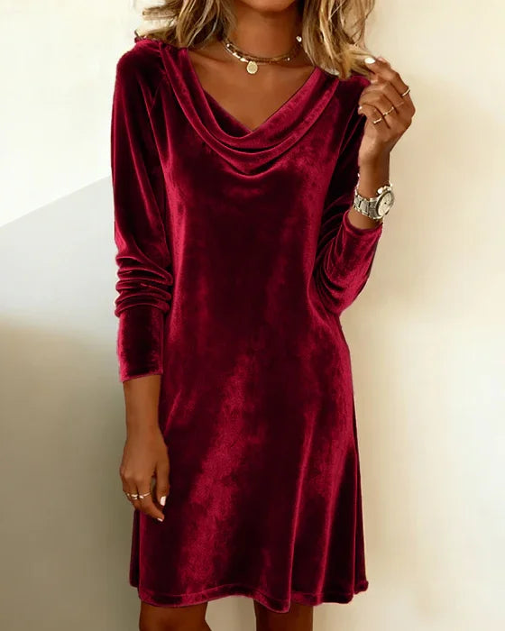 Zina™ – Elegantní sametové šaty s volným výstřihem