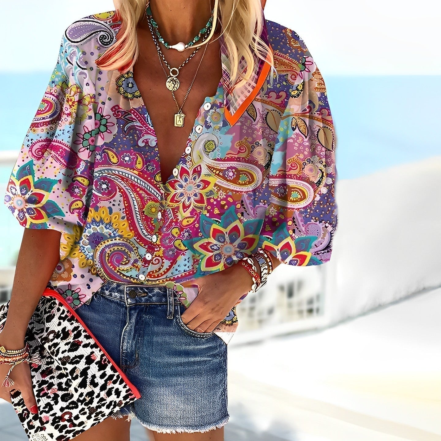 Sophia - Boho blůza s mandala potiskem