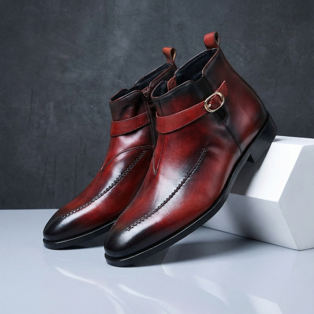 Grayson - Kotníkové Boty Přezka Boční Zip Klasický Design