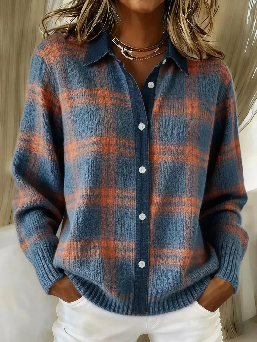 Monika™ – Měkký cardigan s výrazným kostkovaným vzorem