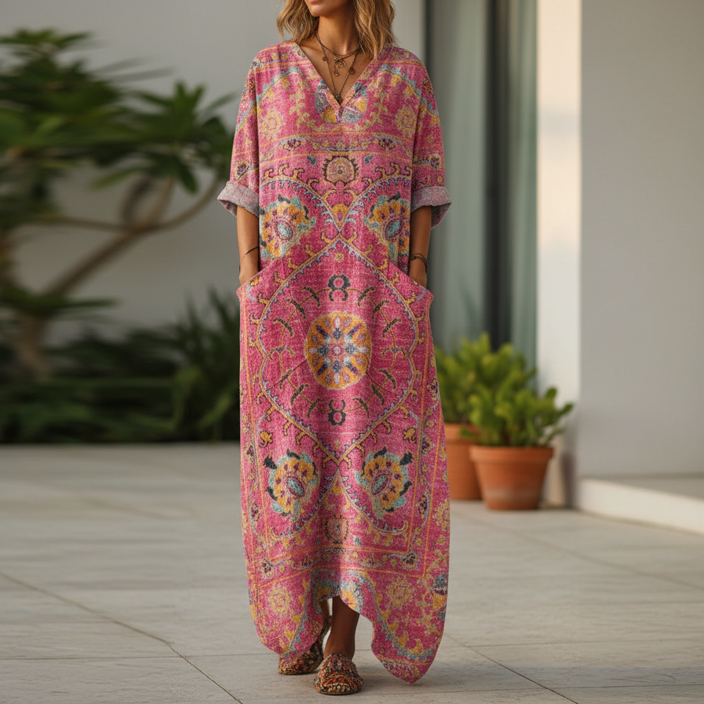 Everly™ – Boho maxi šaty s květinovým vzorem a kapsami