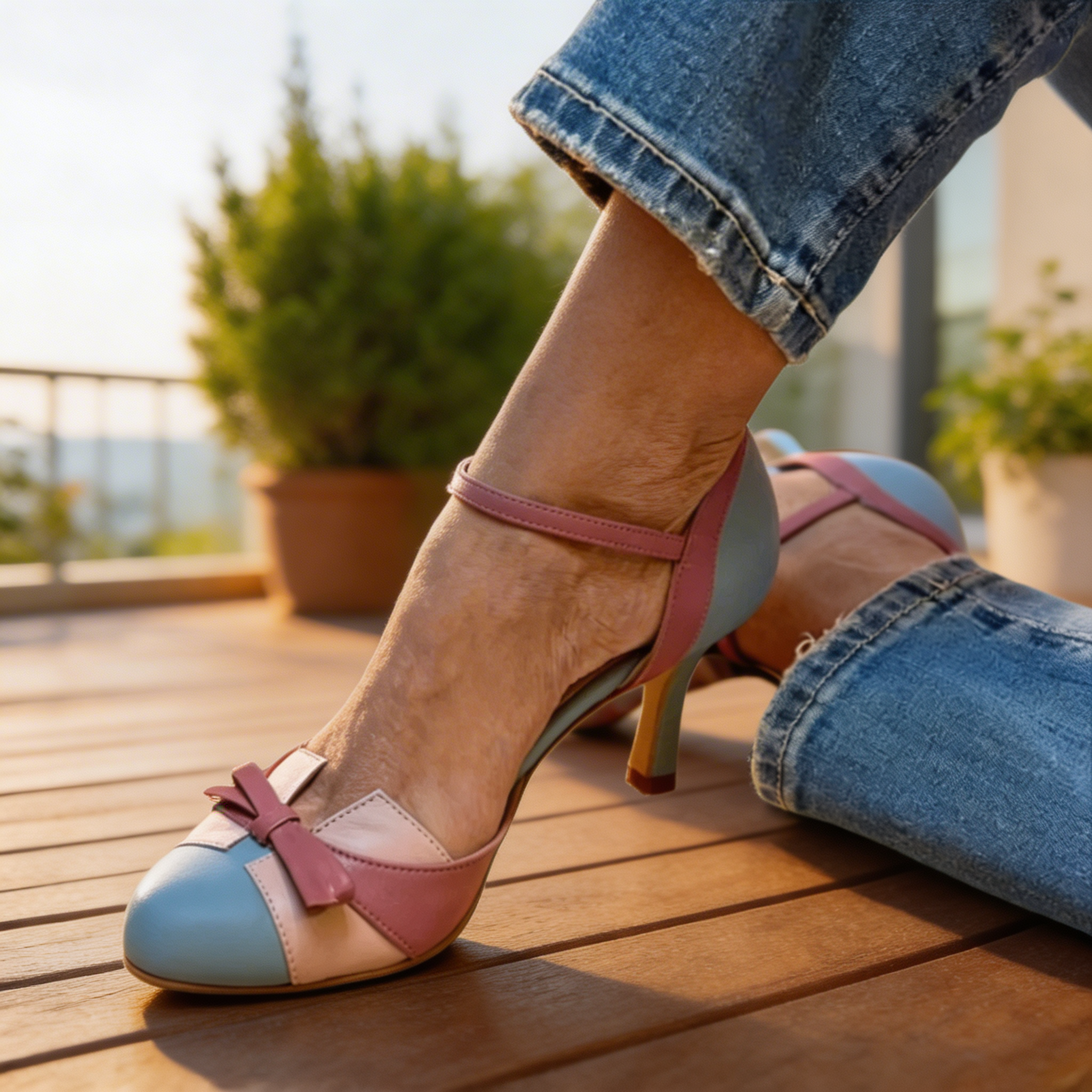 Pavla™ – Lodičky s barevnými bloky a mašlí