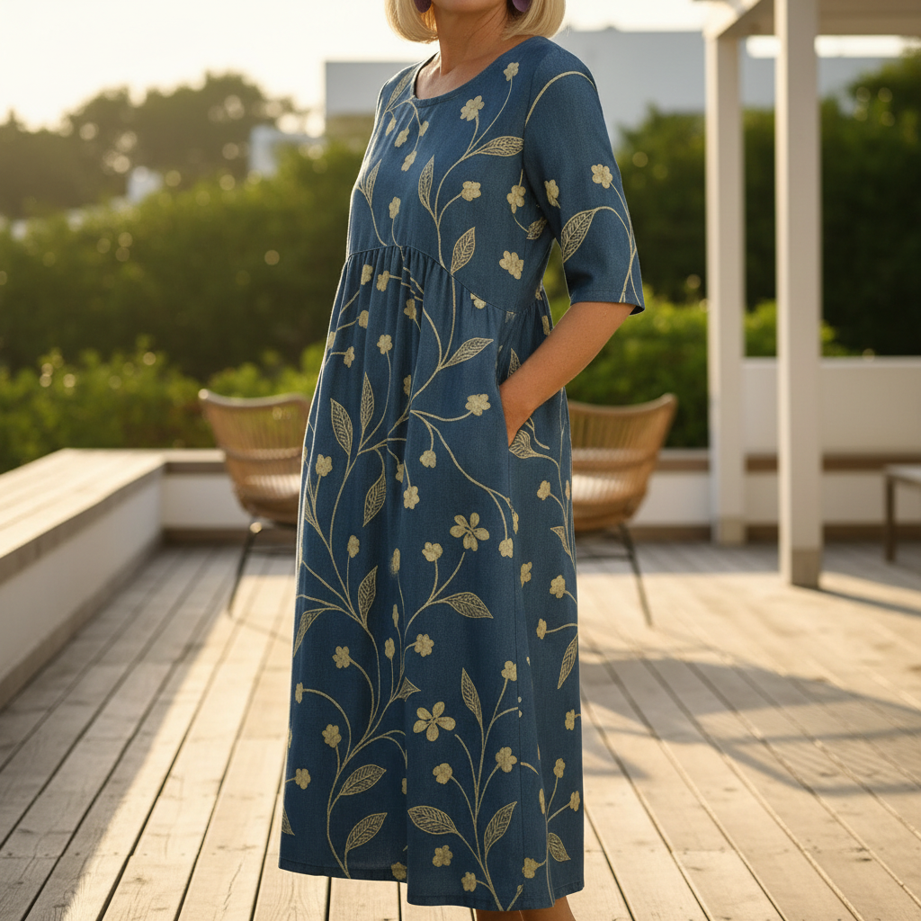 Kassidy™ – Midi šaty s květinovým vzorem, volným střihem a kapsami