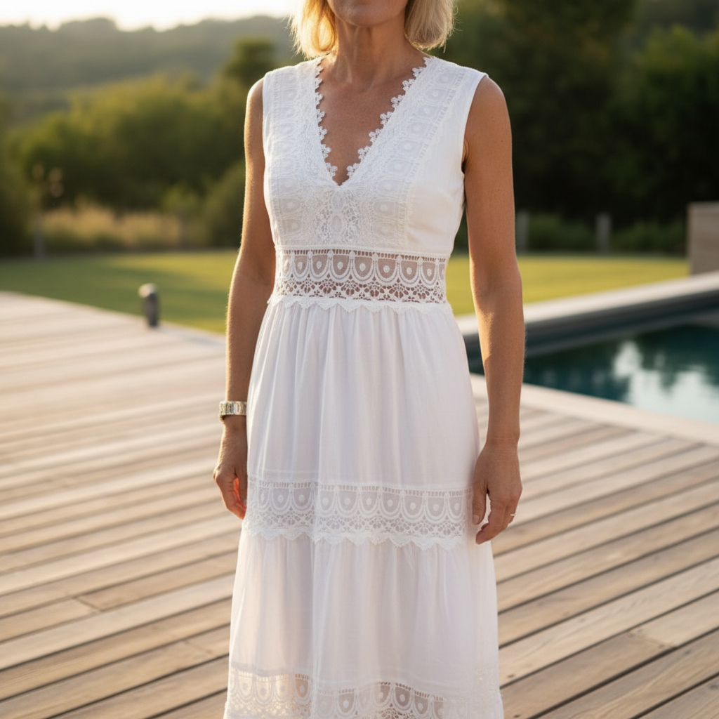 Gracie™ – Krajkové maxi šaty s výstřihem do V