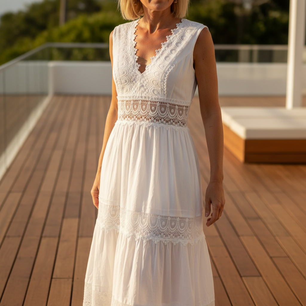 Gracie™ – Krajkové maxi šaty s výstřihem do V