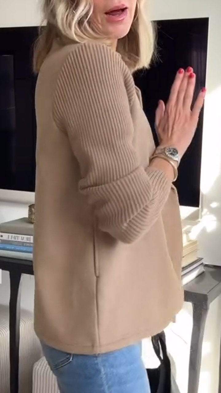 Minaříková™ – Stylová bunda s pruhovanými rukávy