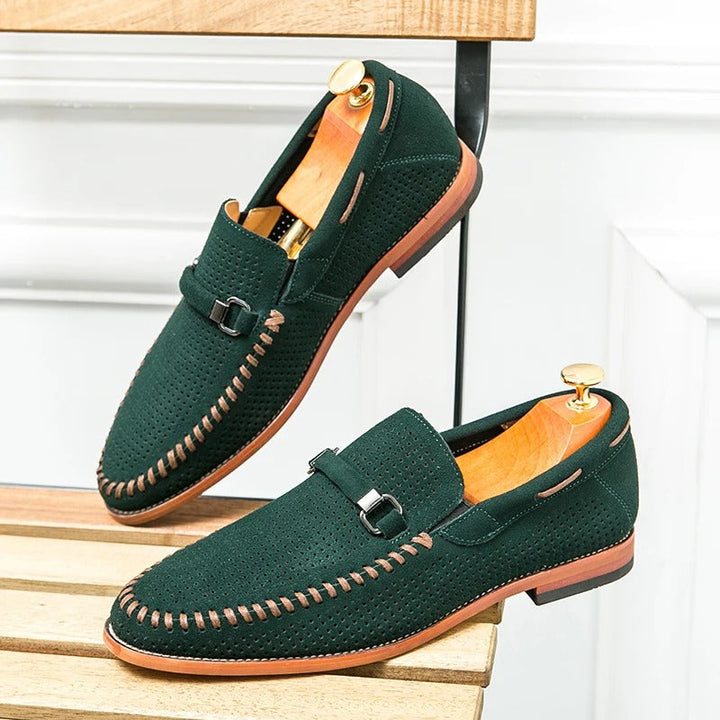 Dorian - Mokasíny Slip-On Perforovaný Design Kovová Přezka
