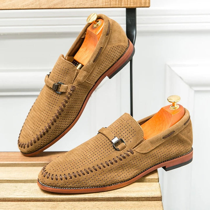 Dorian - Mokasíny Slip-On Perforovaný Design Kovová Přezka