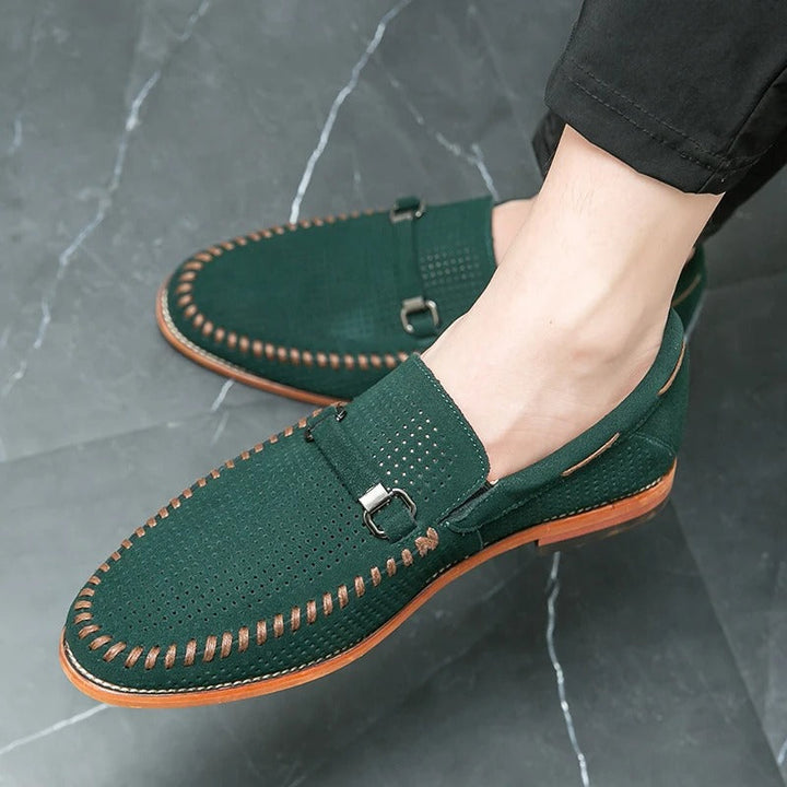 Dorian - Mokasíny Slip-On Perforovaný Design Kovová Přezka